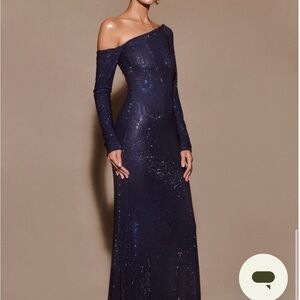 Meshki Marcia Midnight Blue One-Shoulder Maxi Dress size small new with tags! 💙
